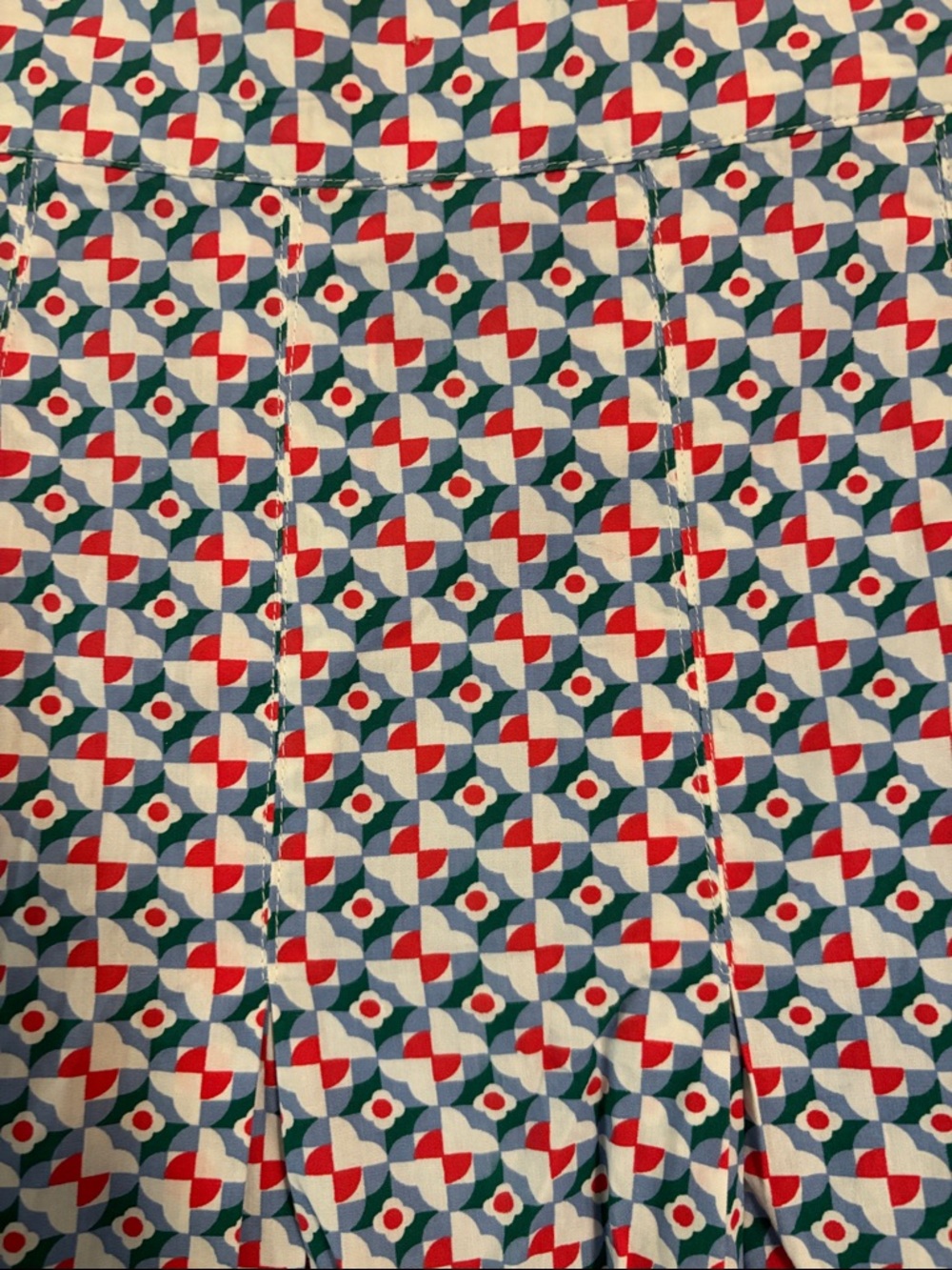 Maeve By Anthropologie Women’s Skirt14 White Blue Green Red A Line Pleated Lined - Picture 2 of 4